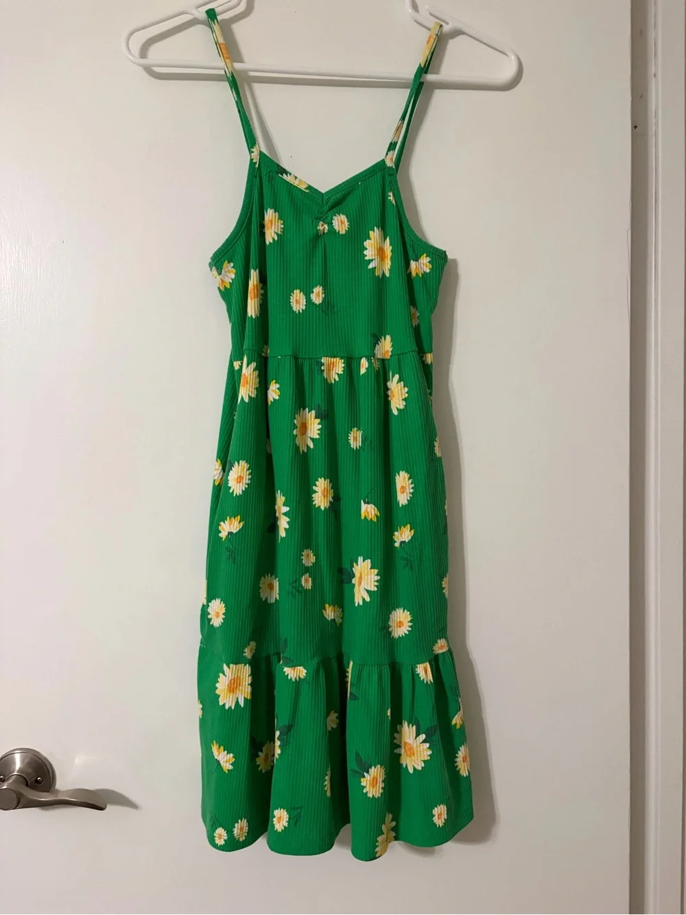 Old Navy Green Midi Dress with Yellow Daisy Print